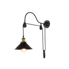 Retro Industrial Wrought Iron 1-Light  Pulley Wall Sconce Lamp