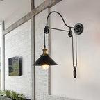 Retro Industrial Wrought Iron 1-Light  Pulley Wall Sconce Lamp
