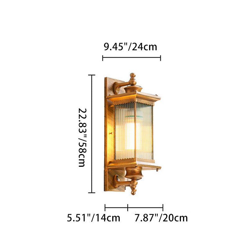 Retro Rectangular 1-Light Outdoor Waterproof Wall Sconce Lamp