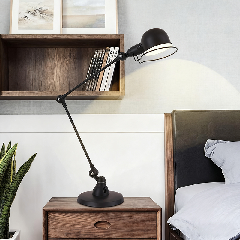 Vintage Industrial Iron Mechanical Long Arm 1-Light Table Lamp Lumendat