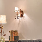 Vintage Fabric Bird Pinecone Resin 1/2 Light Wall Sconce Lamp
