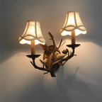 Vintage Fabric Bird Pinecone Resin 1/2 Light Wall Sconce Lamp