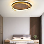 Nordic Minimalist Circular Walnut Grain LED Flush Mount Ceiling Light BulbSquare