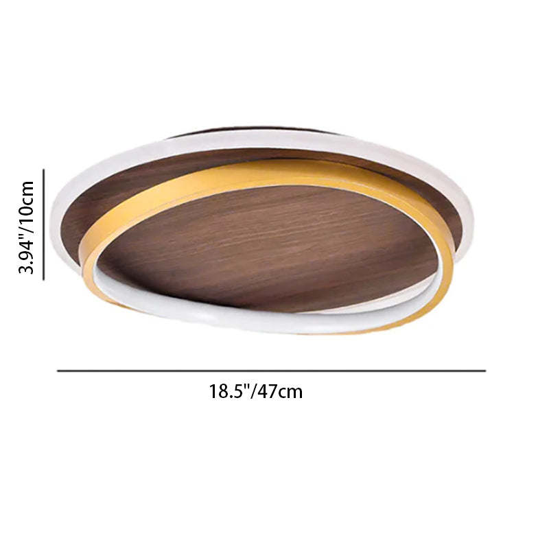 Nordic Minimalist Circular Walnut Grain LED Flush Mount Ceiling Light BulbSquare
