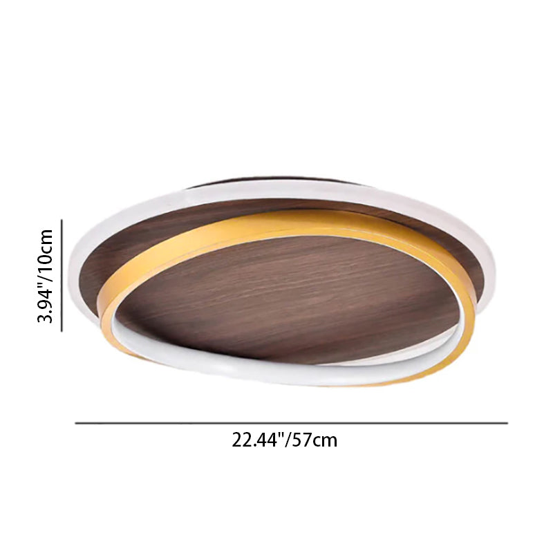 Nordic Minimalist Circular Walnut Grain LED Flush Mount Ceiling Light BulbSquare