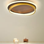 Nordic Minimalist Circular Walnut Grain LED Flush Mount Ceiling Light BulbSquare