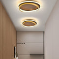 Nordic Minimalist Circular Walnut Grain LED Flush Mount Ceiling Light BulbSquare