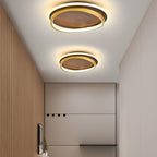 Nordic Minimalist Circular Walnut Grain LED Flush Mount Ceiling Light BulbSquare