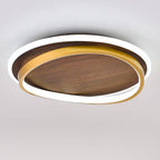 Nordic Minimalist Circular Walnut Grain LED Flush Mount Ceiling Light BulbSquare
