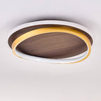 Nordic Minimalist Circular Walnut Grain LED Flush Mount Ceiling Light BulbSquare