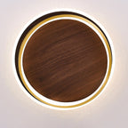 Nordic Minimalist Circular Walnut Grain LED Flush Mount Ceiling Light BulbSquare