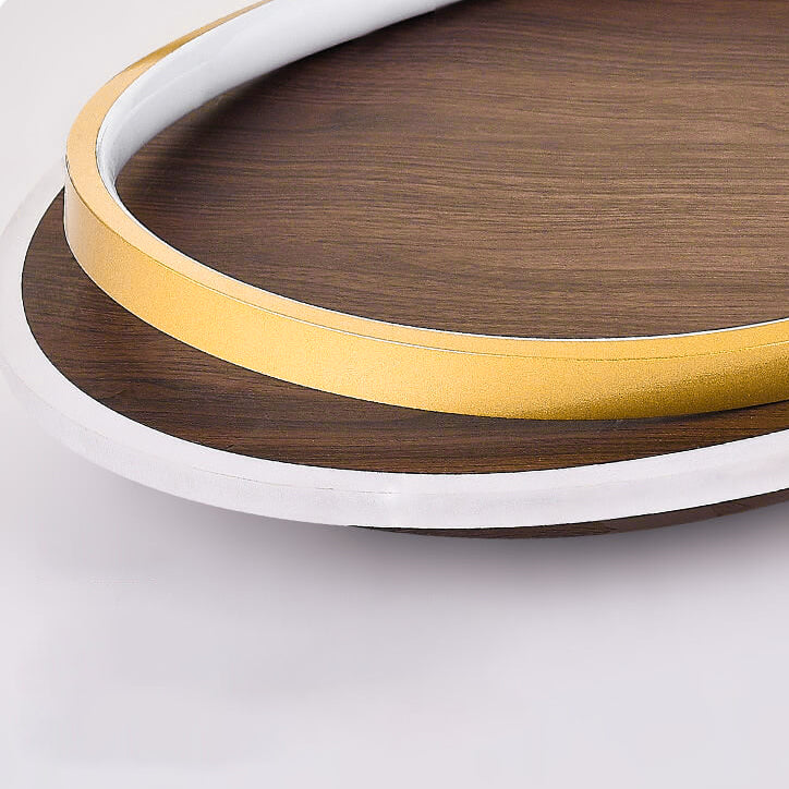 Nordic Minimalist Circular Walnut Grain LED Flush Mount Ceiling Light BulbSquare