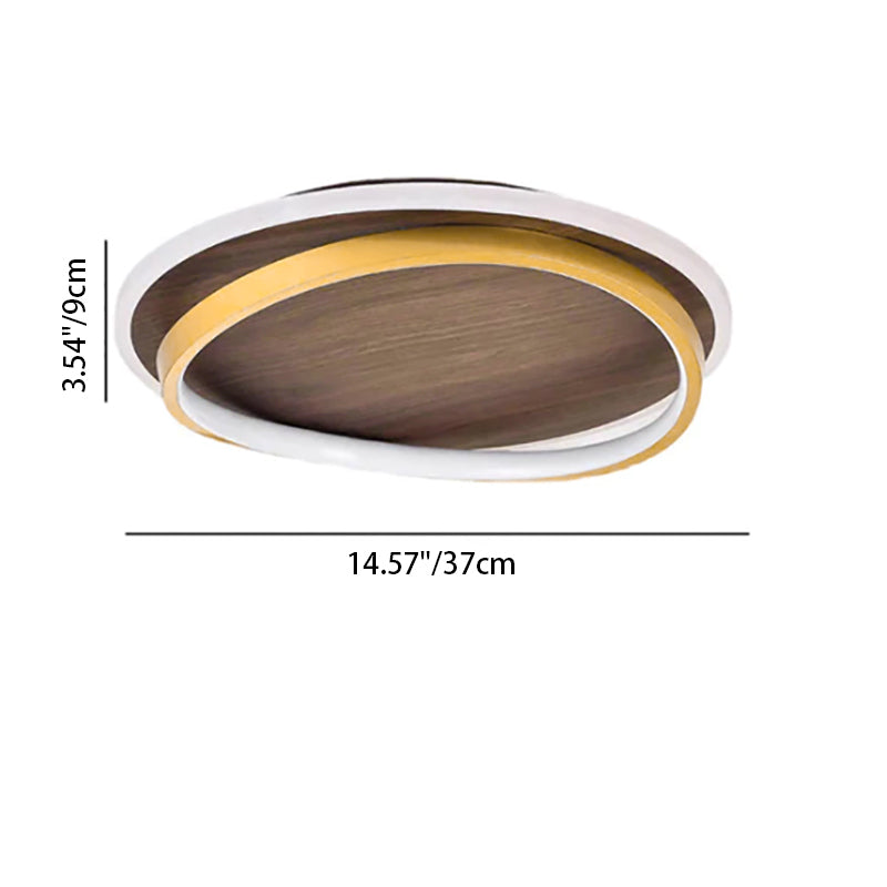 Nordic Minimalist Circular Walnut Grain LED Flush Mount Ceiling Light BulbSquare