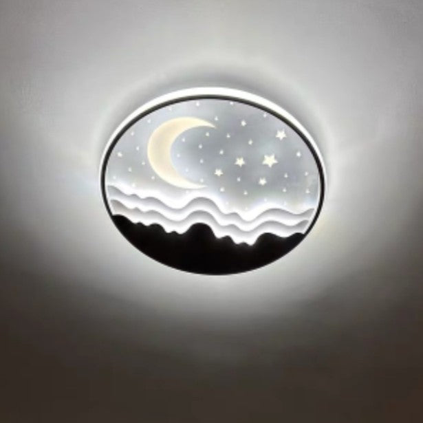 Nordic Creative Star Moon Round Aluminum LED Flush Mount Ceiling Light BulbSquare