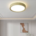 Modern Simple Wood Grain Round Iron LED Flush Mount Ceiling Light BulbSquare
