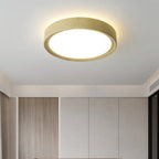 Modern Simple Wood Grain Round Iron LED Flush Mount Ceiling Light BulbSquare
