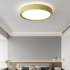 Modern Simple Wood Grain Round Iron LED Flush Mount Ceiling Light BulbSquare