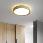 Modern Simple Wood Grain Round Iron LED Flush Mount Ceiling Light BulbSquare