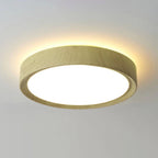 Modern Simple Wood Grain Round Iron LED Flush Mount Ceiling Light BulbSquare