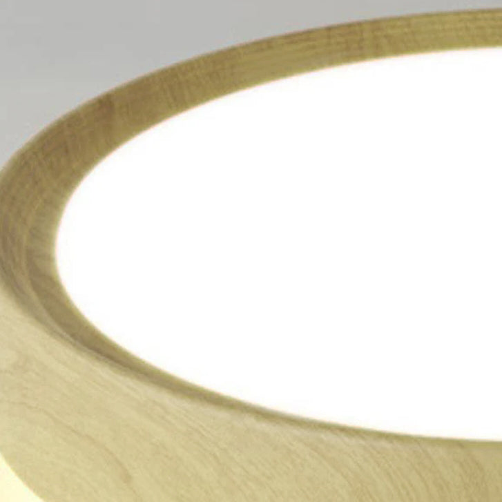 Modern Simple Wood Grain Round Iron LED Flush Mount Ceiling Light BulbSquare
