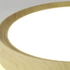Modern Simple Wood Grain Round Iron LED Flush Mount Ceiling Light BulbSquare
