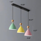 Nordic Macaron Candy Iron Cone 1/3 Light Chandelier BulbSquare
