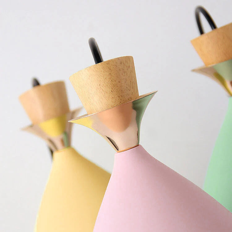 Nordic Macaron Candy Iron Cone 1/3 Light Chandelier BulbSquare