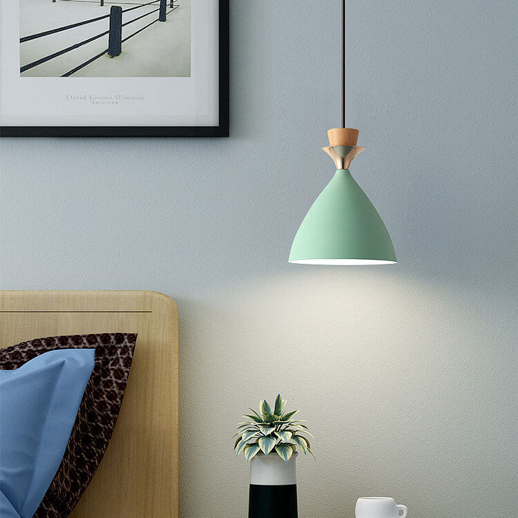 Nordic Macaron Candy Iron Cone 1/3 Light Chandelier BulbSquare