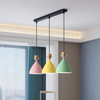 Nordic Macaron Candy Iron Cone 1/3 Light Chandelier BulbSquare