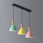 Nordic Macaron Candy Iron Cone 1/3 Light Chandelier BulbSquare
