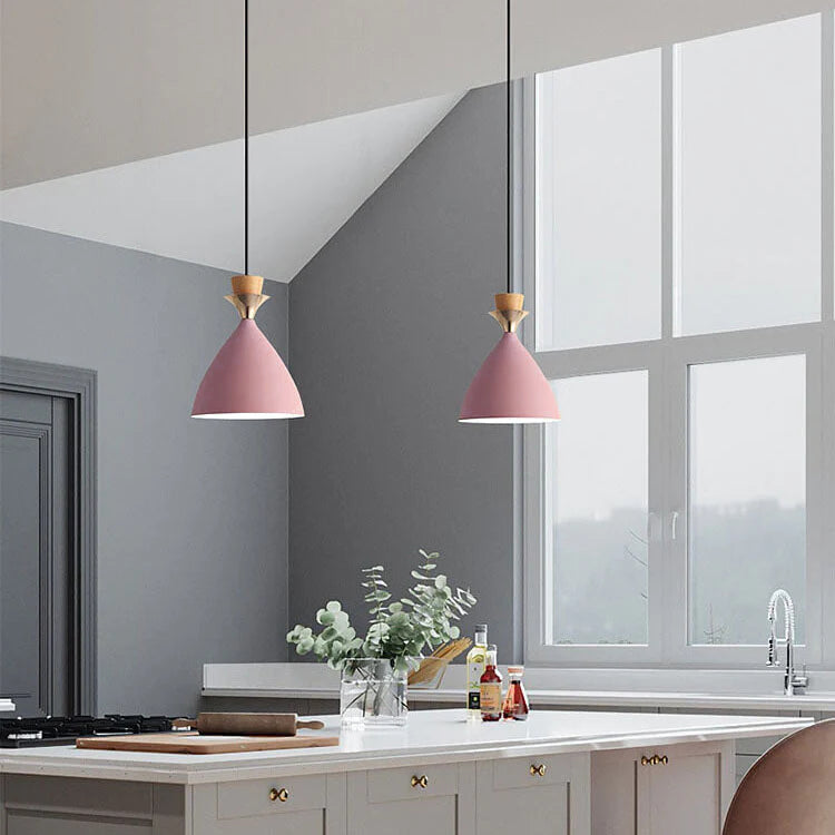 Nordic Macaron Candy Iron Cone 1/3 Light Chandelier BulbSquare