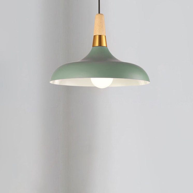 Nordic Macaron Barn Metal Wood 1-light Pendant Light