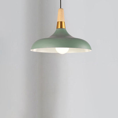 Nordic Macaron Barn Metal Wood 1-light Pendant Light
