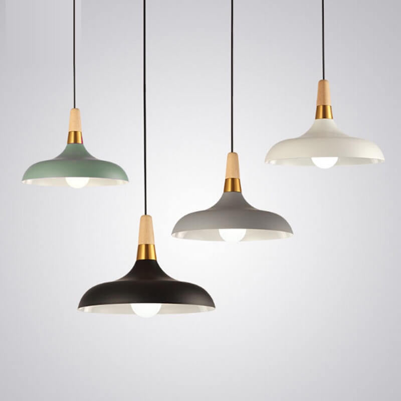 Nordic Macaron Barn Metal Wood 1-light Pendant Light