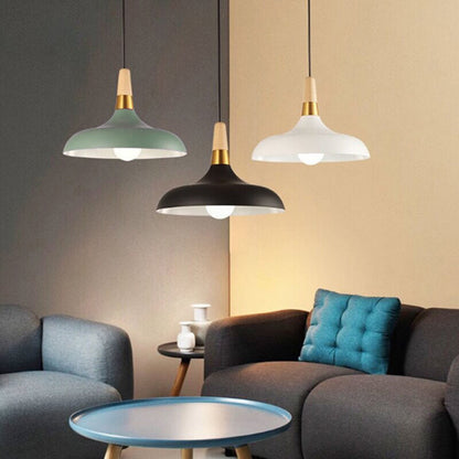 Nordic Macaron Barn Metal Wood 1-light Pendant Light