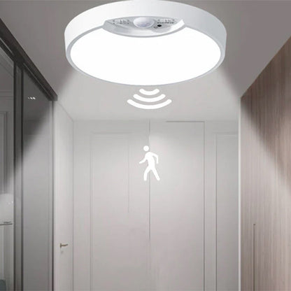 Simple White Round Motion Sensor LED Flush Mount Ceiling Light