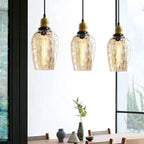Contemporary Nordic Amber Water Pattern Aluminum Glass Dome 1-Light Pendant Light For Living Room Lumendat