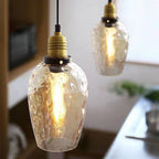 Contemporary Nordic Amber Water Pattern Aluminum Glass Dome 1-Light Pendant Light For Living Room Lumendat