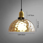 Contemporary Nordic Amber Water Pattern Aluminum Glass Dome 1-Light Pendant Light For Living Room Lumendat