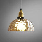 Contemporary Nordic Amber Water Pattern Aluminum Glass Dome 1-Light Pendant Light For Living Room Lumendat