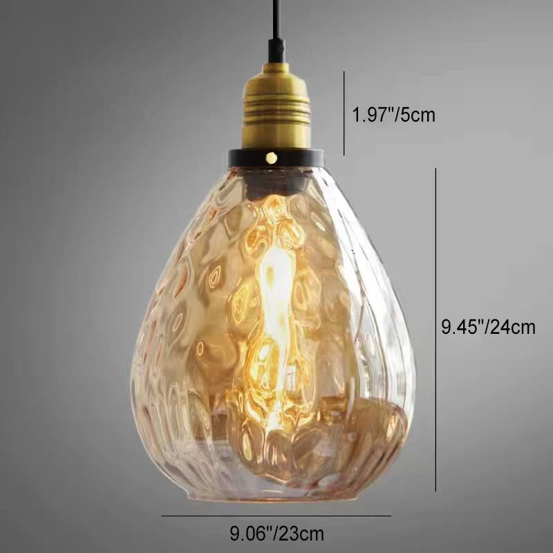 Contemporary Nordic Amber Water Pattern Aluminum Glass Dome 1-Light Pendant Light For Living Room Lumendat