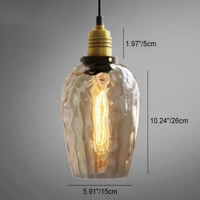 Contemporary Nordic Amber Water Pattern Aluminum Glass Dome 1-Light Pendant Light For Living Room Lumendat
