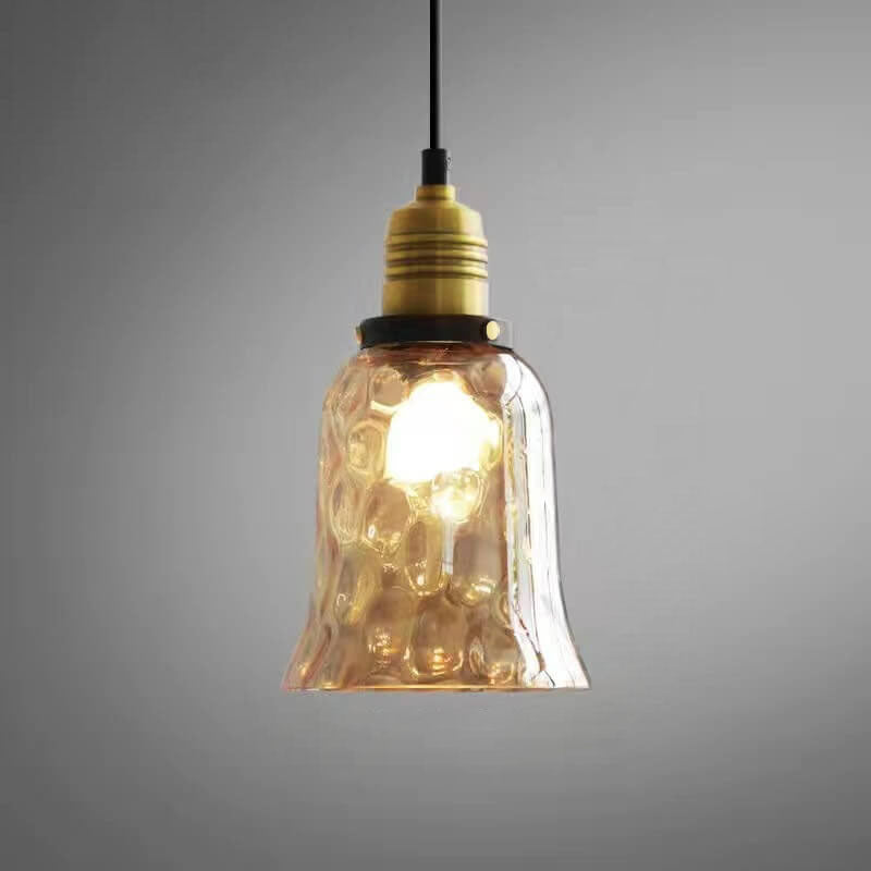 Contemporary Nordic Amber Water Pattern Aluminum Glass Dome 1-Light Pendant Light For Living Room Lumendat