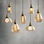 Contemporary Nordic Amber Water Pattern Aluminum Glass Dome 1-Light Pendant Light For Living Room Lumendat