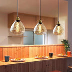 Contemporary Nordic Amber Water Pattern Aluminum Glass Dome 1-Light Pendant Light For Living Room Lumendat