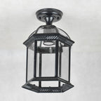 Traditional European Outdoor Hexagonal Lantern Waterproof 1-Light Semi-Flush Mount Ceiling Light For Outdoor Lumendat