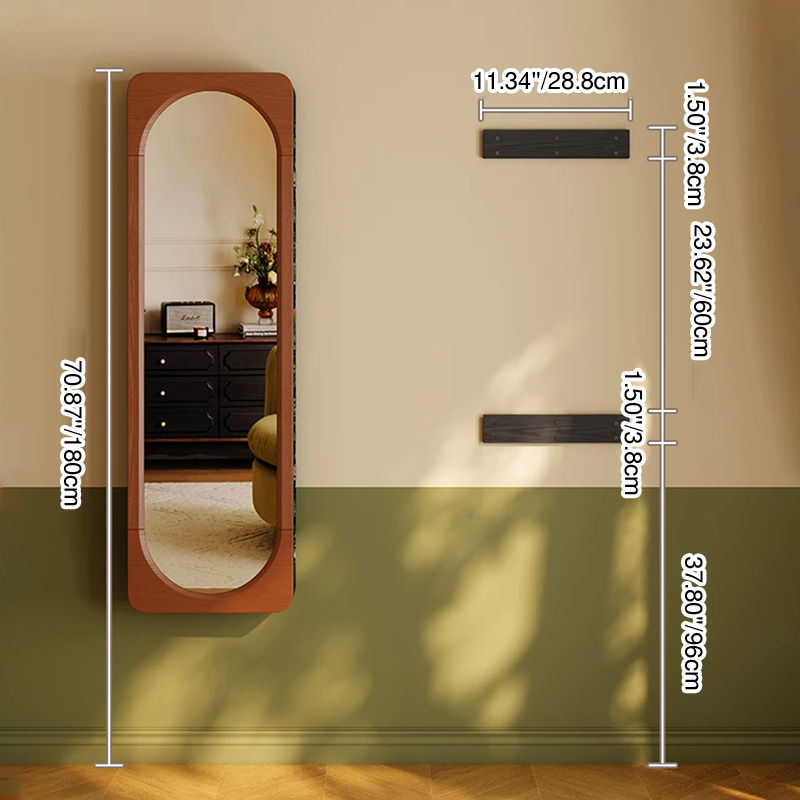 Multi-Functional Space-Saving Wall-Mounted Full-Length Wall Mirror - French Mirror With Hidden Storage & Wardrobe Organizer For Bedroom Lumendat