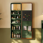 Multi-Functional Space-Saving Wall-Mounted Full-Length Wall Mirror - French Mirror With Hidden Storage & Wardrobe Organizer For Bedroom Lumendat