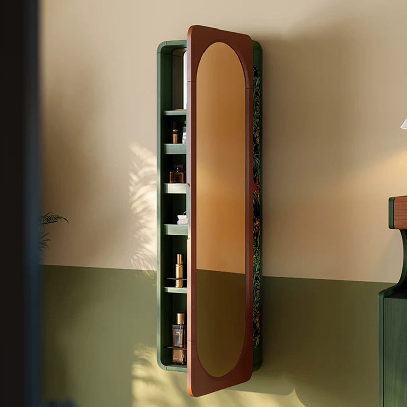 Multi-Functional Space-Saving Wall-Mounted Full-Length Wall Mirror - French Mirror With Hidden Storage & Wardrobe Organizer For Bedroom Lumendat