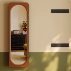 Multi-Functional Space-Saving Wall-Mounted Full-Length Wall Mirror - French Mirror With Hidden Storage & Wardrobe Organizer For Bedroom Lumendat